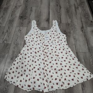 Forever 21 Cream and Red Patterned Mini Dress
